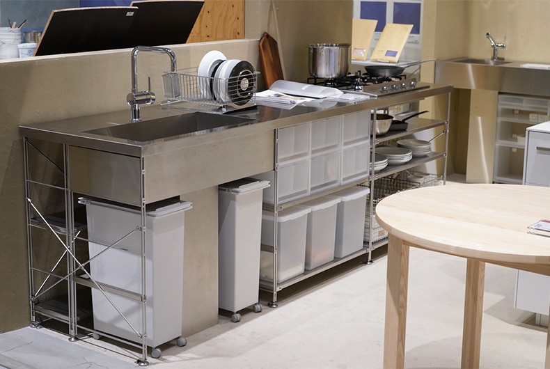 無印良品 東京有明の展示品 《ステンレスユニットシェルフ・キッチン》